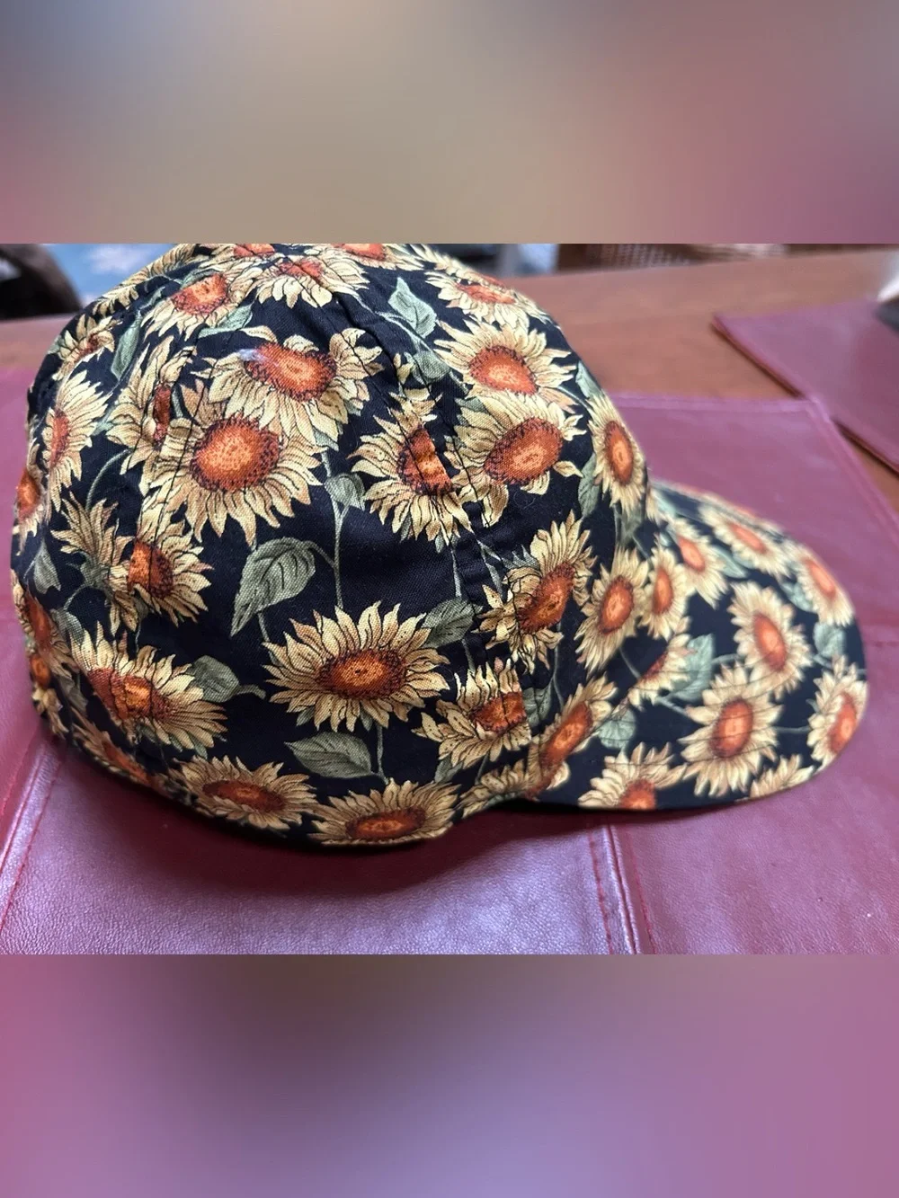 Women’s Dorfman-Pacific Sunflower Print  Cap - Black/Yellow. Soft, head forming.